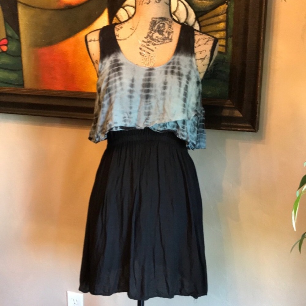 Black Gray Tie Dye Racerback Dress Small